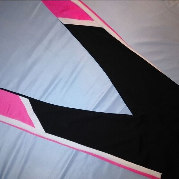 Ebb & Flow black, pink, and white workout pants, M - Picture 2 of 7